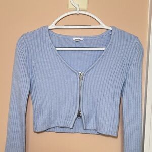 Garage Ribbed Cropped Zip-Up Cardigan – Size XS